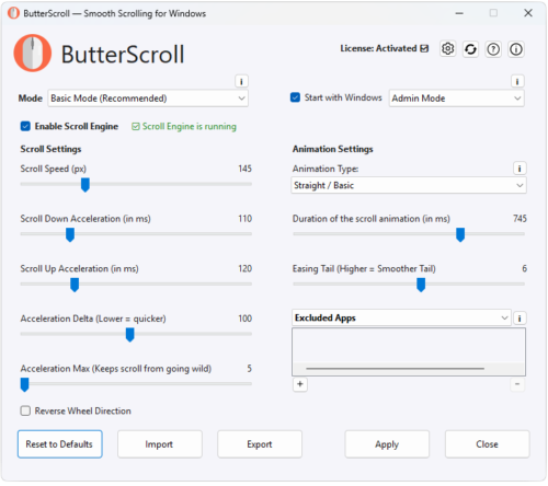 Smooth scroll for windows